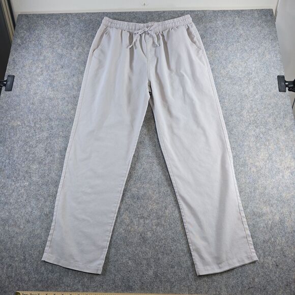 Coofandy Other - Coofandy Men's Linen Blend Elastic Waist Straight Leg Casual Pants Size L Ivory